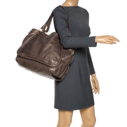 مملوكة مسبقًا Chloe Olive Green Leather Large Paraty Shopper Tote