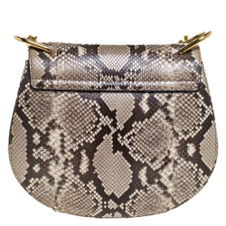 مملوكة مسبقًا Chloe Beige Python Medium Drew Shoulder Bag