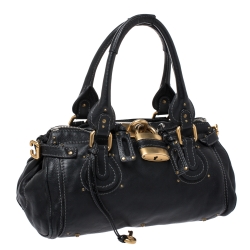 Pre Owned Chloe Black Leather Medium Paddington Satchel