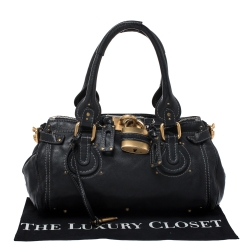 Pre Owned Chloe Black Leather Medium Paddington Satchel
