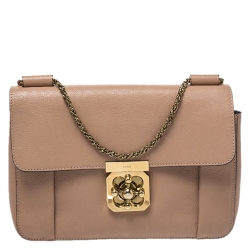 Pre Owned Chloe Beige Leather Medium Elsie Shoulder Bag