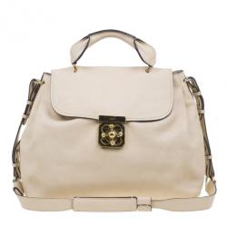 Pre Owned Chloe Beige Leather Elsie Medium Shoulder Bag