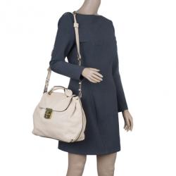 Pre Owned Chloe Beige Leather Elsie Medium Shoulder Bag