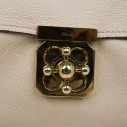 Pre Owned Chloe Beige Leather Elsie Medium Shoulder Bag