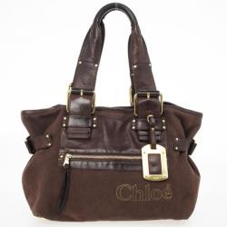 Pre Owned Chloe Brown Medium Canvas Tote