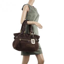 Pre Owned Chloe Brown Medium Canvas Tote