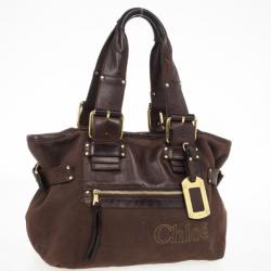 Pre Owned Chloe Brown Medium Canvas Tote