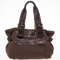 Pre Owned Chloe Brown Medium Canvas Tote