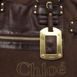 Pre Owned Chloe Brown Medium Canvas Tote