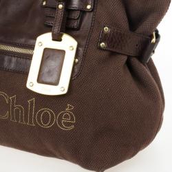 Pre Owned Chloe Brown Medium Canvas Tote