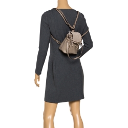 Chloe Grey Leather and Suede Mini Faye Daye Backpack
