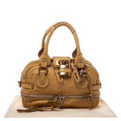 Pre Owned Chloe Beige Leather Paddington East/West Zippy Satchel 