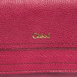 Pre Owned Chloe Magenta Leather Flap Continental Wallet