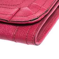 Pre Owned Chloe Magenta Leather Flap Continental Wallet