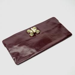 Pre Owned Chloe Leather Burgundy Clutch