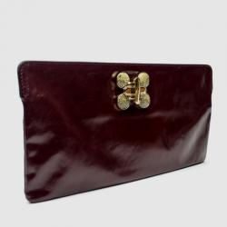 Pre Owned Chloe Leather Burgundy Clutch