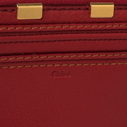 Pre Owned Chloe Red Leather Marcie Zip Around Continental Wallet