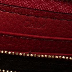 Pre Owned Chloe Red Leather Marcie Zip Around Continental Wallet
