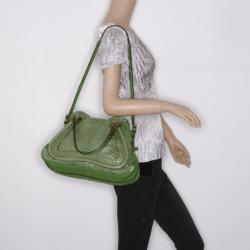 مملوكة مسبقًا Chloe Green Python Medium Paraty Satchel
