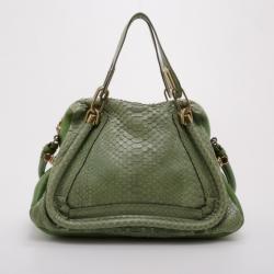 مملوكة مسبقًا Chloe Green Python Medium Paraty Satchel