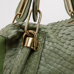 مملوكة مسبقًا Chloe Green Python Medium Paraty Satchel