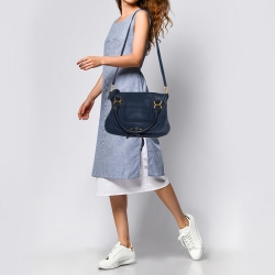 Pre Owned حقيبة كتف كلوي مارسي متوسطة جلد أزرق