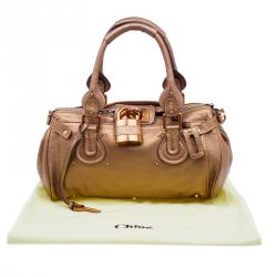 Pre Owned Chloe Bronze Leather Medium Paddington Satchel Bag