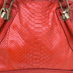 مملوكة مسبقًا حقيبة كتف كلوي باراتي جلد ثعبان حمراء متوسطة