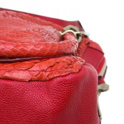 مملوكة مسبقًا حقيبة كتف كلوي باراتي جلد ثعبان حمراء متوسطة