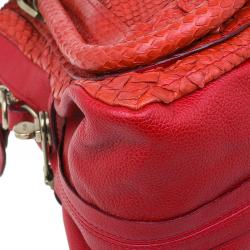 مملوكة مسبقًا حقيبة كتف كلوي باراتي جلد ثعبان حمراء متوسطة