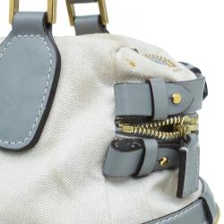 Pre Owned حقيبة يد كلوي أندي قماش وجلد رصاصي/ بيج 