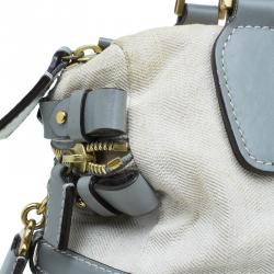 Pre Owned حقيبة يد كلوي أندي قماش وجلد رصاصي/ بيج 