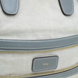 Pre Owned حقيبة يد كلوي أندي قماش وجلد رصاصي/ بيج 