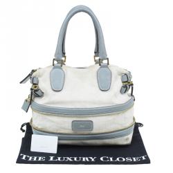 Pre Owned حقيبة يد كلوي أندي قماش وجلد رصاصي/ بيج 