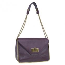 Pre Owned Chloe Purple Leather Medium Sally Crossbody Bag