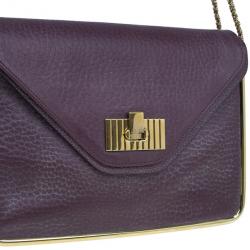 Pre Owned Chloe Purple Leather Medium Sally Crossbody Bag