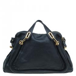مملوكة مسبقًا Chloe Black Leather Large Paraty Shoulder Bag
