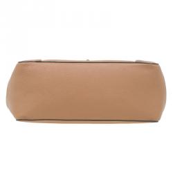 Pre Owned Chloe Beige Bi Color Ostrich and Leather Medium Elsie Shoulder Bag