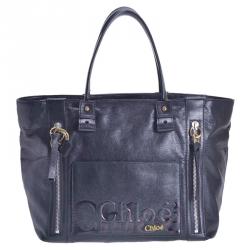 مملوكة مسبقًا Chloe Black Leather Eclipse Tote Bag
