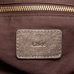Pre Owned Chloe Metallic Grey Leather Milton Triple Chain Hobo Bag