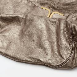 Pre Owned Chloe Metallic Grey Leather Milton Triple Chain Hobo Bag