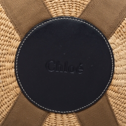 مملوكة مسبقًا Chloe Beige/White Raffia Large Woody Tote