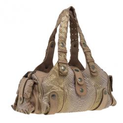 Pre Owned Chloe Brown Python Silverado Satchel