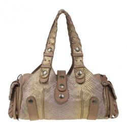 Pre Owned Chloe Brown Python Silverado Satchel