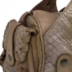 Pre Owned Chloe Brown Python Silverado Satchel
