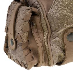 Pre Owned Chloe Brown Python Silverado Satchel