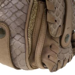 Pre Owned Chloe Brown Python Silverado Satchel