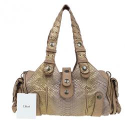 Pre Owned Chloe Brown Python Silverado Satchel