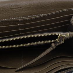 Pre Owned Chloe Nut Grained Leather Marcie Continental Wallet