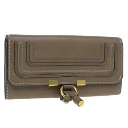 Pre Owned Chloe Nut Grained Leather Marcie Continental Wallet
